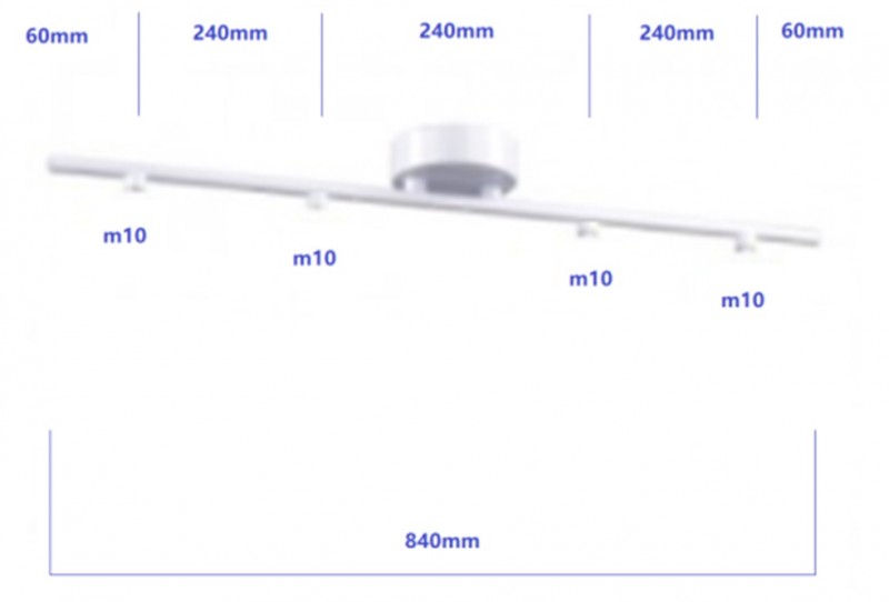Металлическая арматура М10 (латунь) 840100мм/4М10 для светильника, с крепежом и базой, SPFR19744