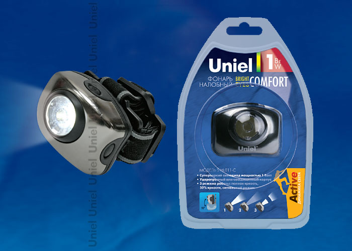 Налобный фонарь S-HL011-C Gun Metal серии Стандарт «Bright eyes — comfort» Uniel 03212 RSP