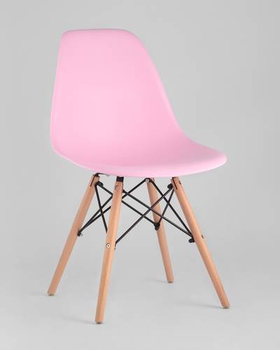 Eames DSW розовый, литой полипропилен, стальной каркас, массив бука