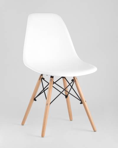 Eames DSW белый пластиковый, сталь, натуральный массив бука, 4 шт.