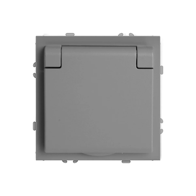 Розетка 1-местная с крышкой с защ. штор, STEKKER, б/з, 250В, 16А, серия Эмили, RST16-5113-10, платин