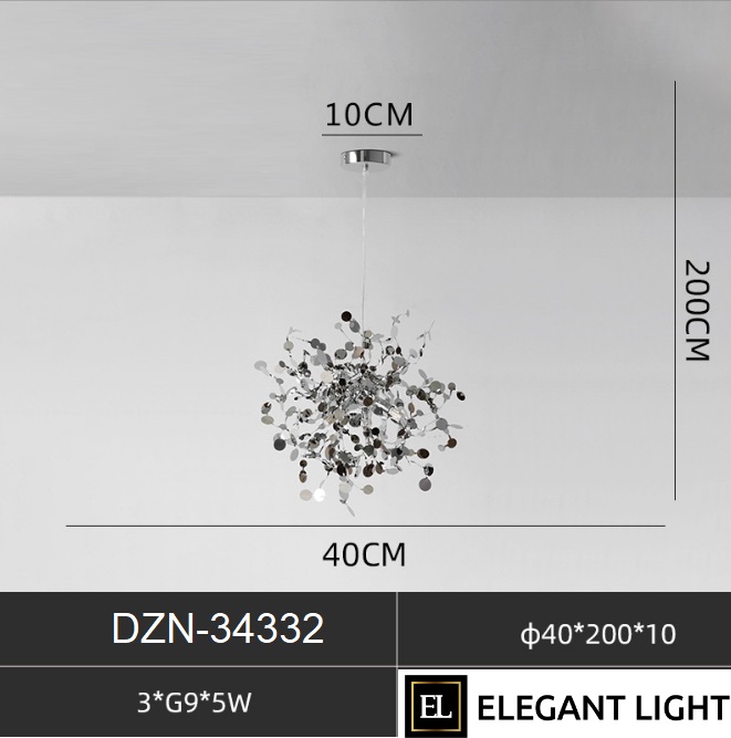 Светильник DZN-34332 РОМ ` D400/H2000/1/LED/3/G9/5W ARGENT