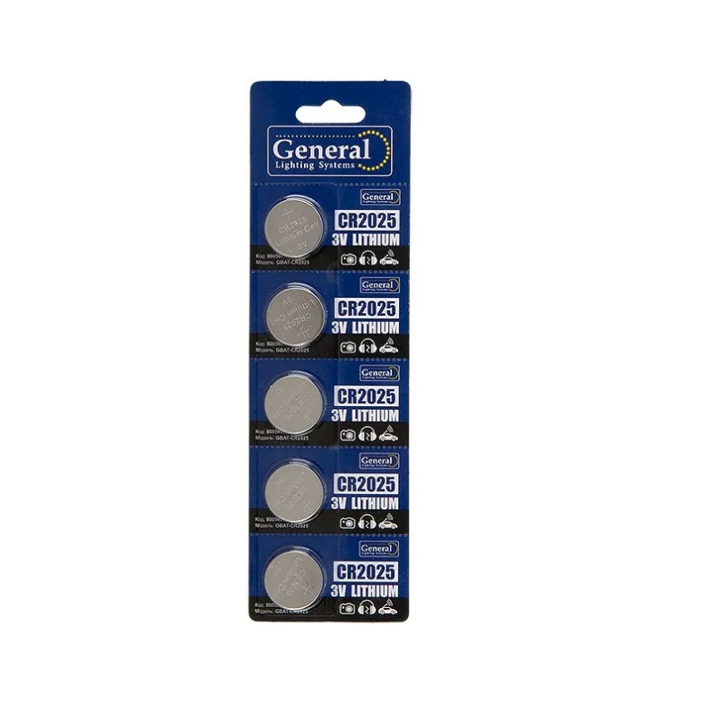 Батарейка GBAT-CR2025 кнопочная литиевая 5pcs/card 3В (5/100/5000) RSP